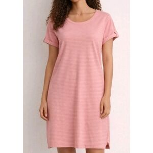 SOUTHERN TIDE Abigail Dress Size XL Pink Tangerine Dream Pinstripe Tee Knit